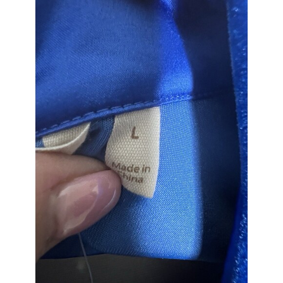 New Soft Surroundings Boyfriend Shirt Velvet Tunic 14-16 Large Cobalt Blue Boho - Picture 8 of 11